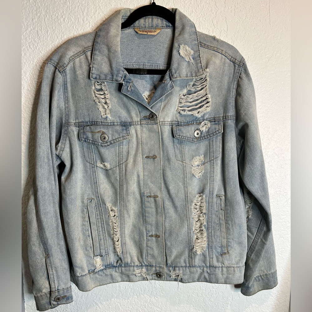 Distressed denim jacket